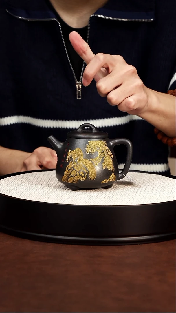 茶壶紫砂石黄描金松鼠高瓢 李雨遥