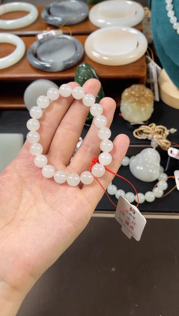 手串未镶嵌和田玉卡10新疆黑山料 圆珠9011385