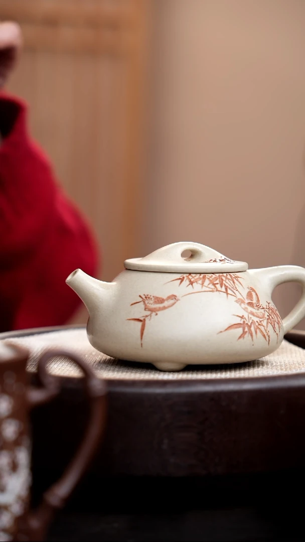 【闪购商品】紫砂茶壶白玉段景舟石瓢五子登科