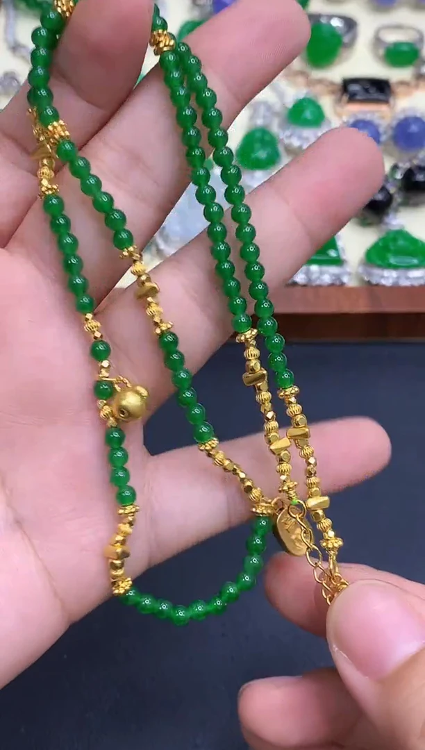 颈饰足金镶嵌翡翠539-中国好珍宝