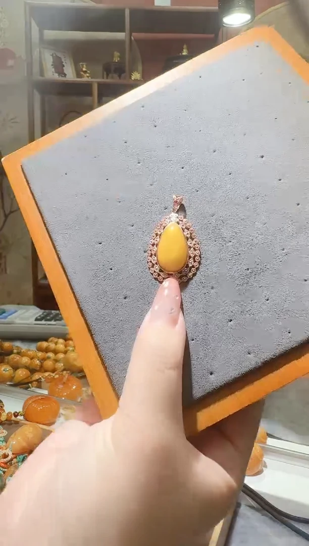蜜蜡颈饰银S925镶嵌50天然蜜蜡珠宝奇石全都保真