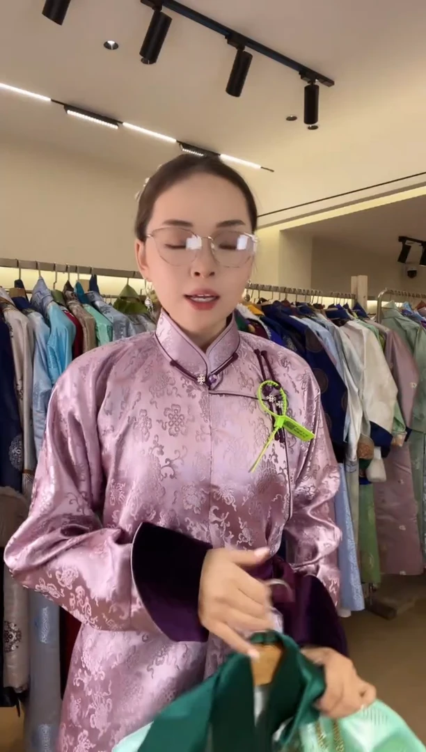 004成人蒙古袍紫色3XL码