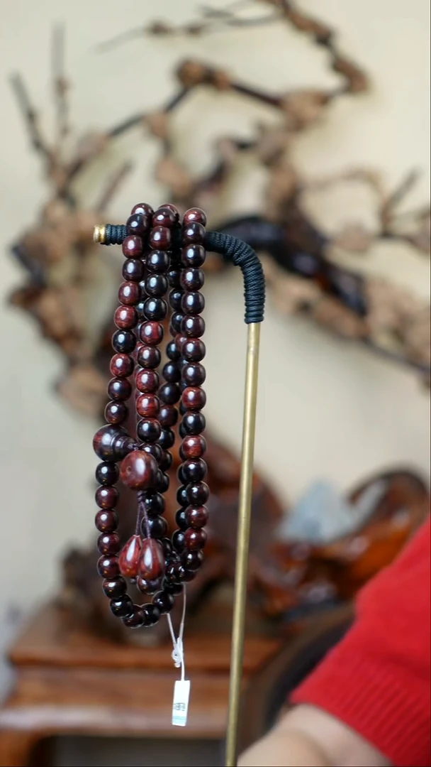 木本降真香红降花梨公黑油高货0.7*108手串 37g