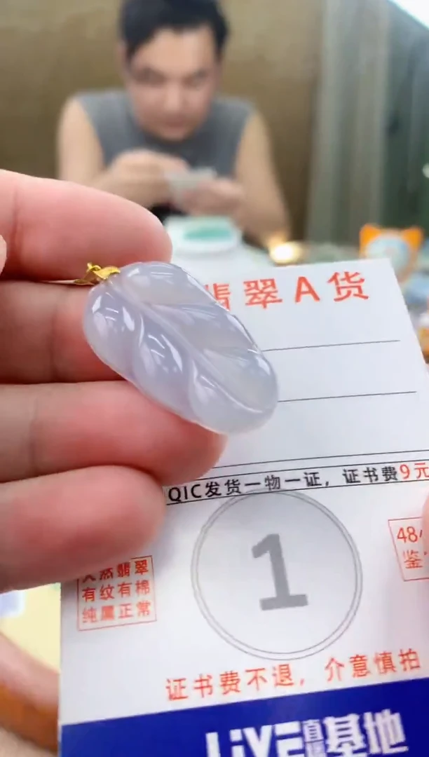 颈饰18K金镶嵌翡翠天然A货翡翠挂件