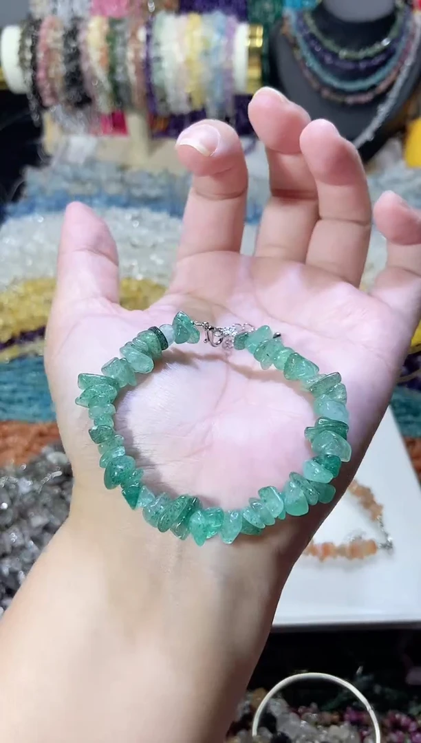 未镶嵌珠宝半成品水晶绿草莓晶手链