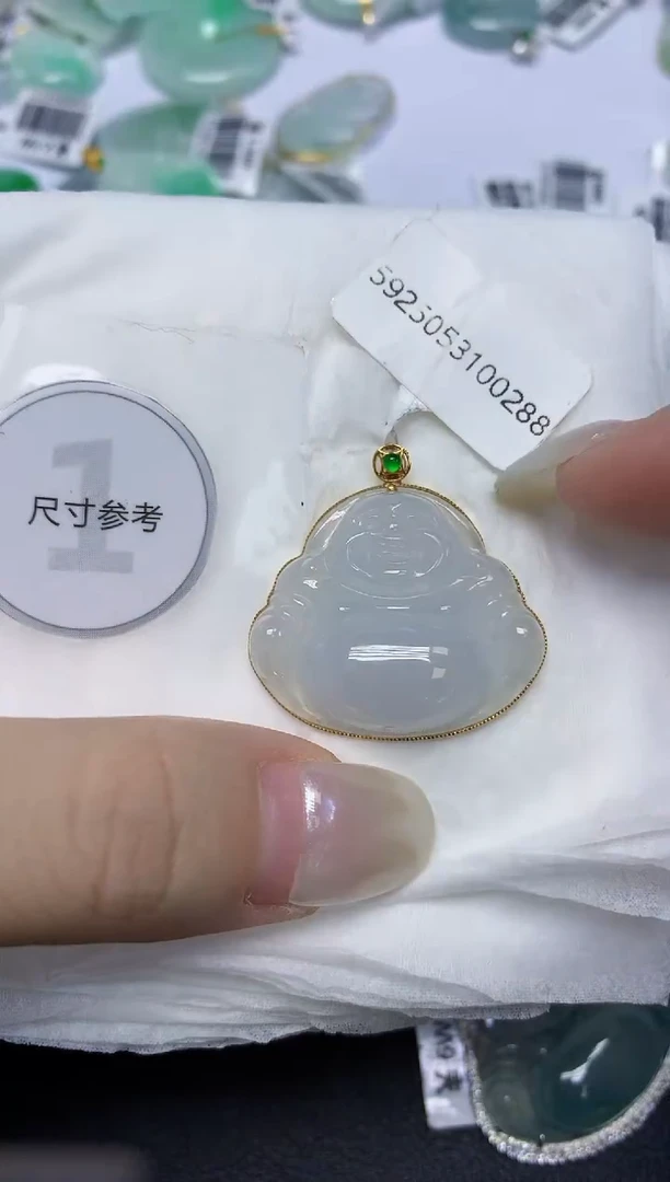 翡翠18K金镶嵌颈饰天然缅甸翡翠A货百元以上9元证书费自理