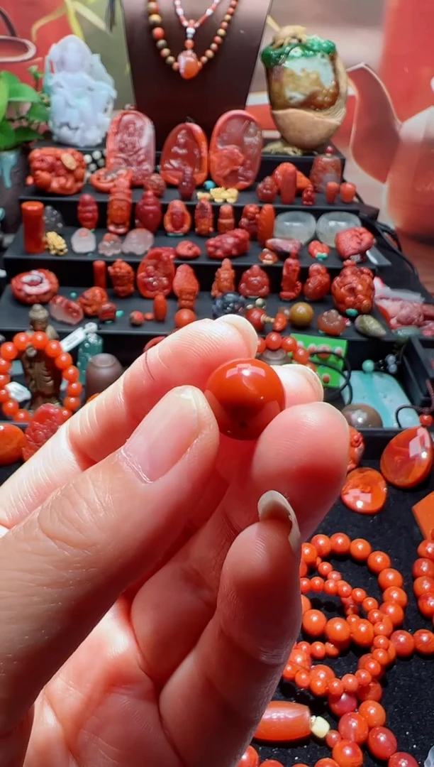 未镶嵌单珠南红玛瑙自**乐单珠