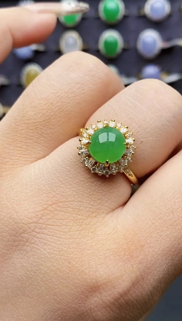 银S925镶嵌戒指翡翠0658