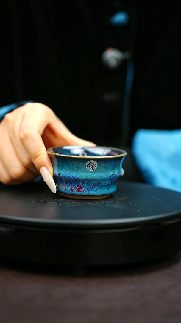 830#原矿钧瓷炉钧釉竹节杯