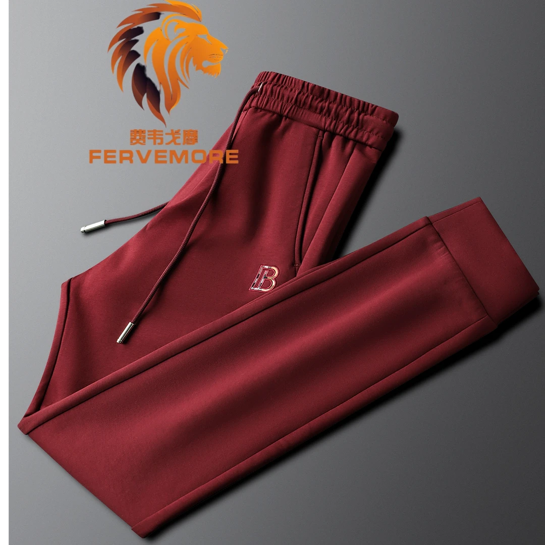 费韦戈摩时尚秋冬纯色休闲裤男款修身束脚运动松紧腰小脚卫裤裤子