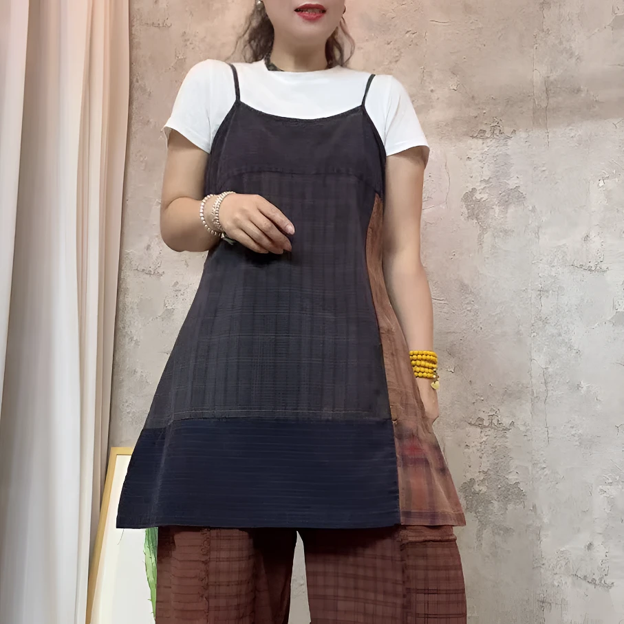 本古佳0319老布拼接打底吊带120*80复古百搭休闲宽松遮肉亲肤透气