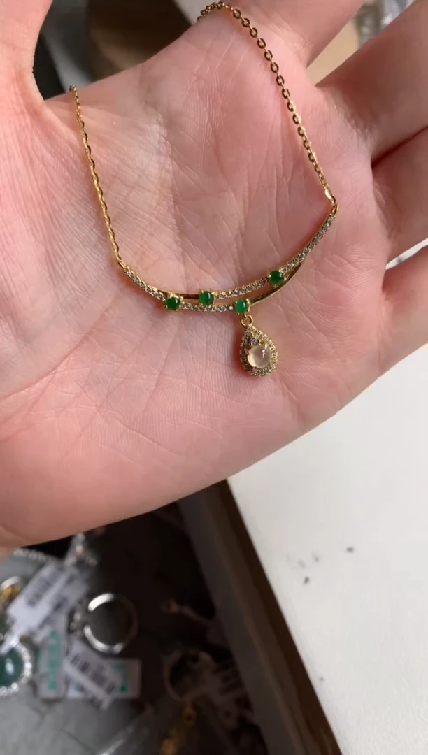 银S925镶嵌戒指翡翠项链6