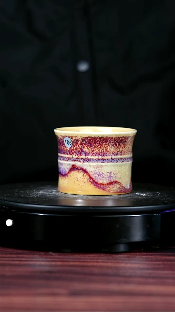 106#张二伟一级品原矿钧瓷竹节杯