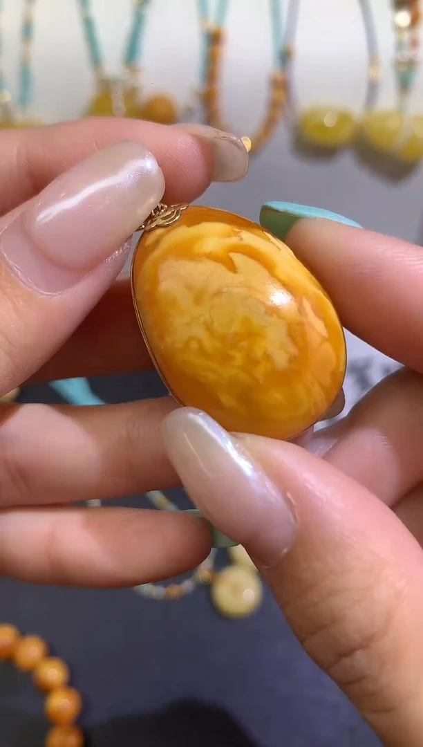 裸石蜜蜡18K金镶嵌吊坠A287|2999