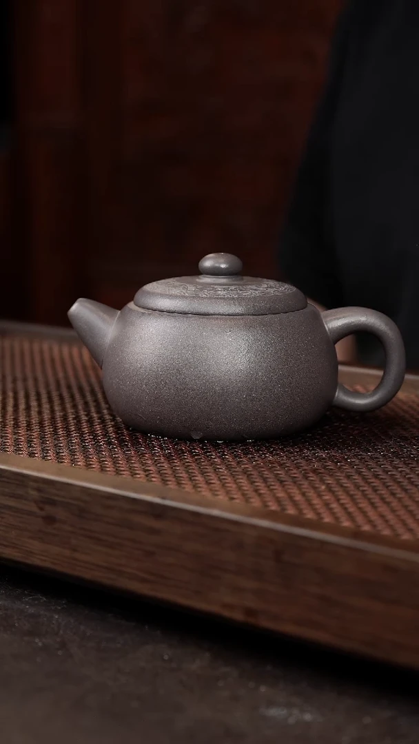 茶杯紫砂天青刻绘大文旦