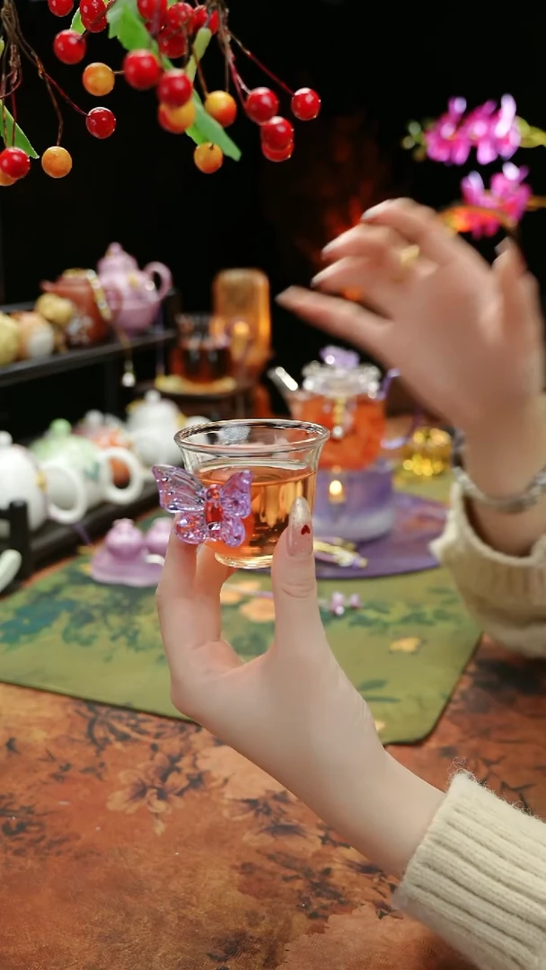 【闪购商品】紫色蝴蝶品茗杯60cc@@@@@