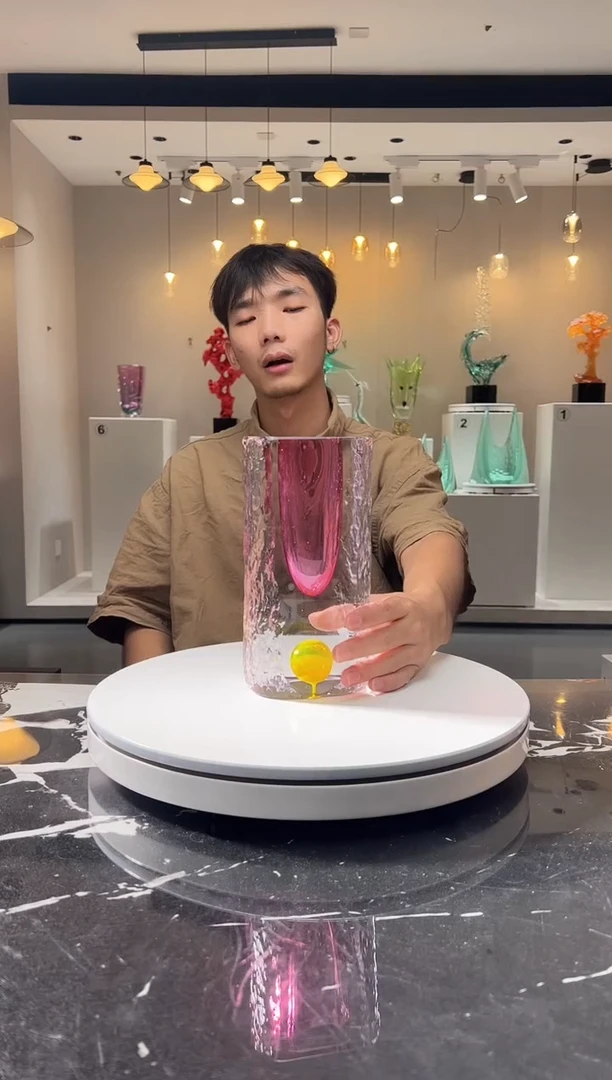 摆件巴比特美学 金红冰川纹花器小号