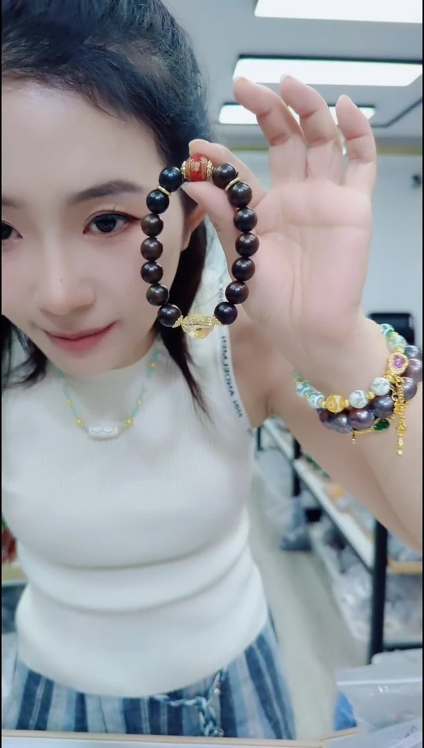 香榧木0255单朱手串