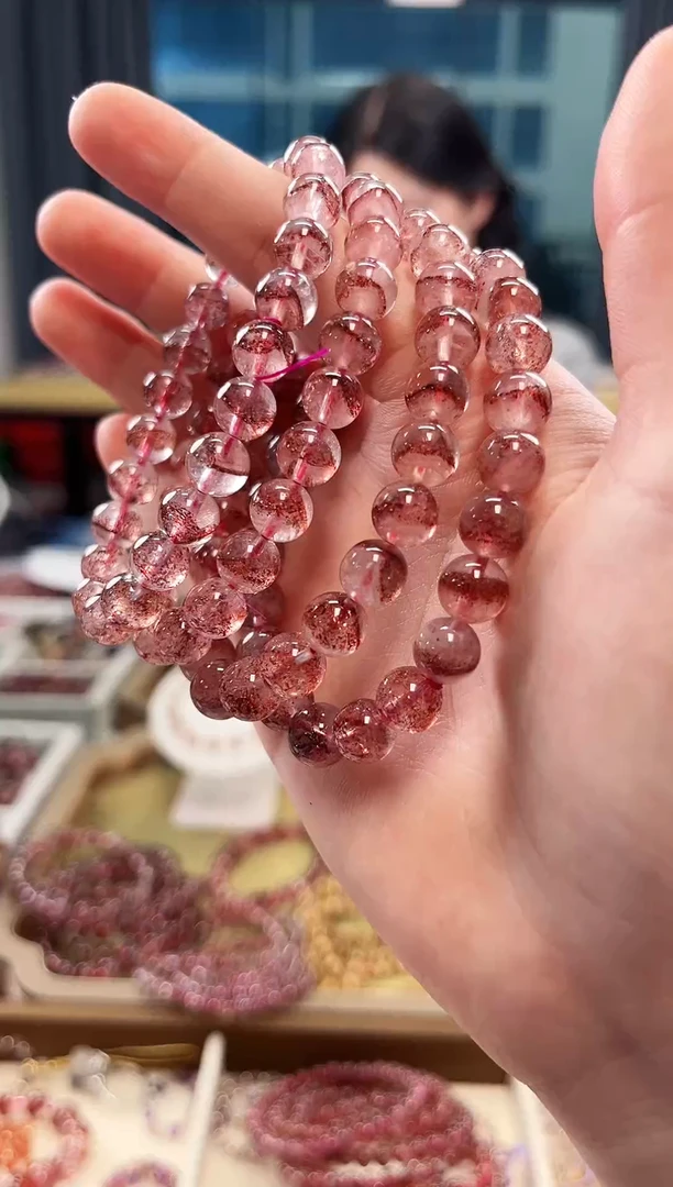 未镶嵌手链水晶金草莓超七单圈手串8mm【多样性发一】