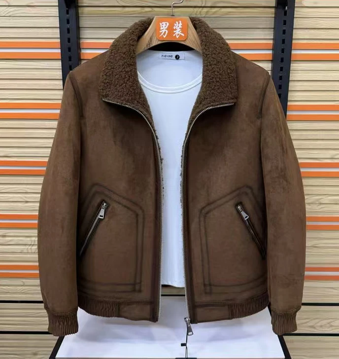 新款高品质男士休闲翻领加绒外套