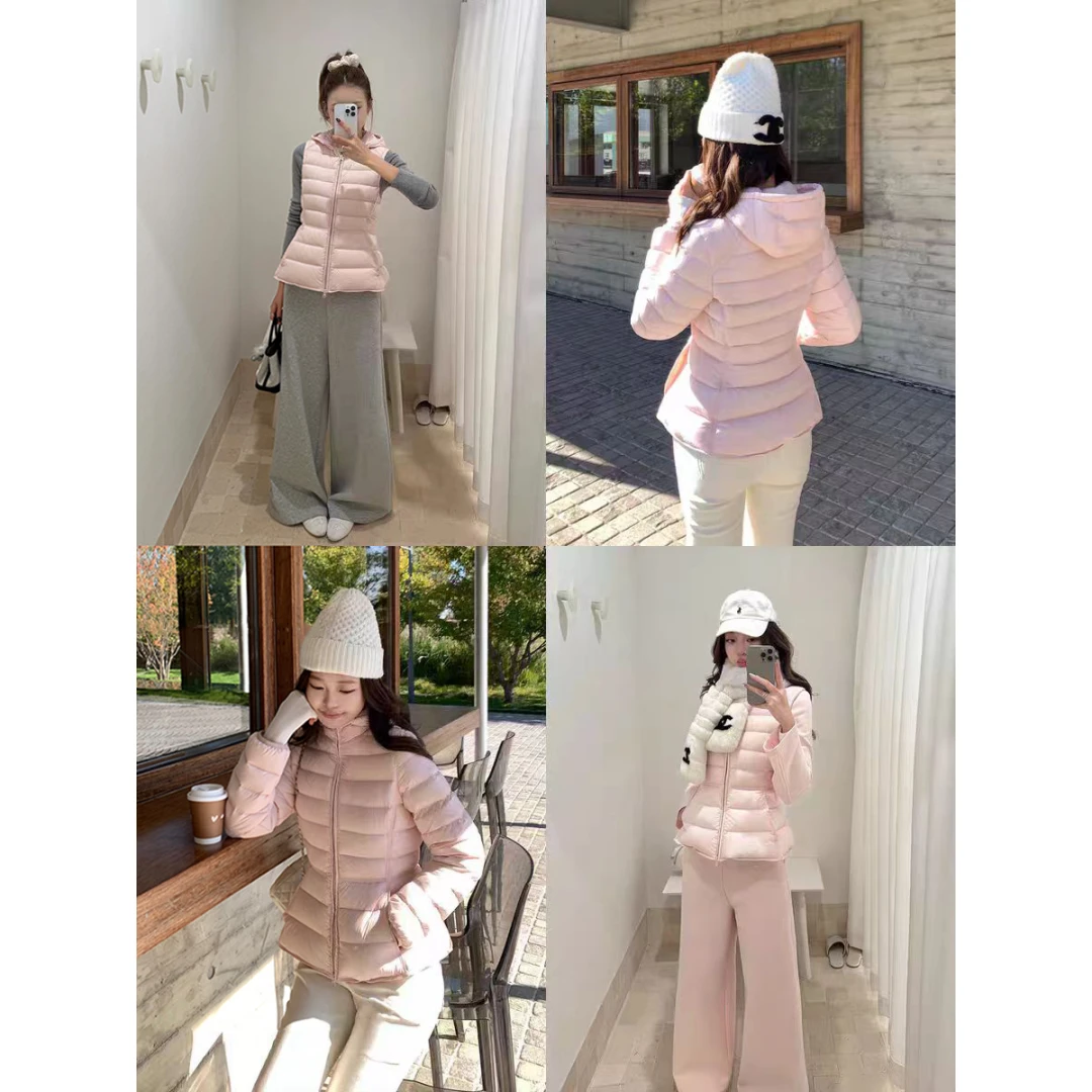 连帽棉服收腰排骨马甲保暖冬季外套23366#