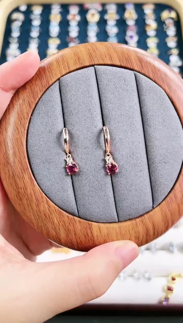 银S925镶嵌耳饰石榴石f63