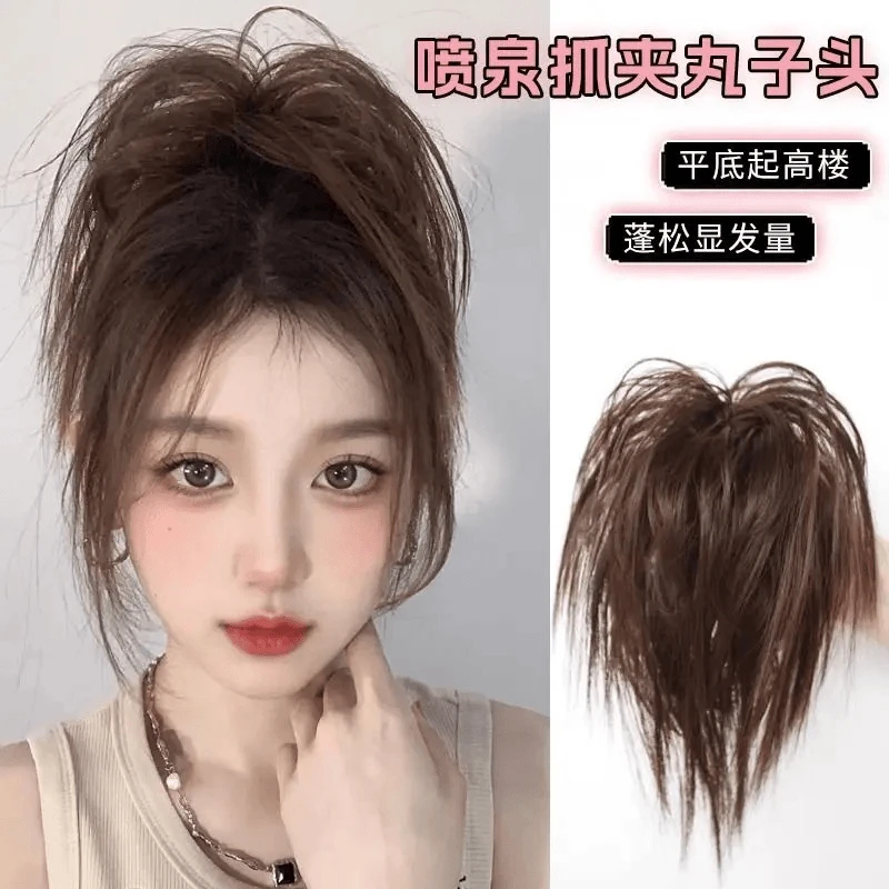 鸡窝头真发毽子头鸡毛抓夹新款高颅顶发夹女后脑勺鲨鱼夹气质时尚