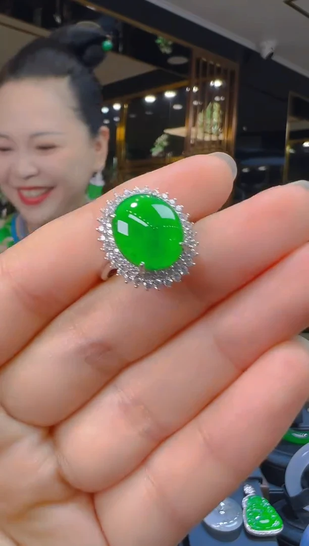 翡翠戒指银S925镶嵌003（多样性发其一）
