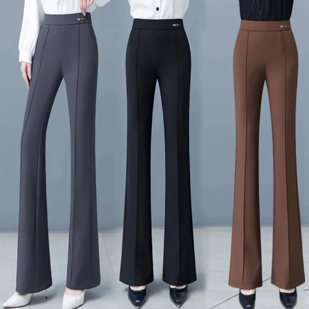 2025春季新款微喇裤高腰显瘦有垂感时尚百搭微喇叭裤休闲阔腿裤