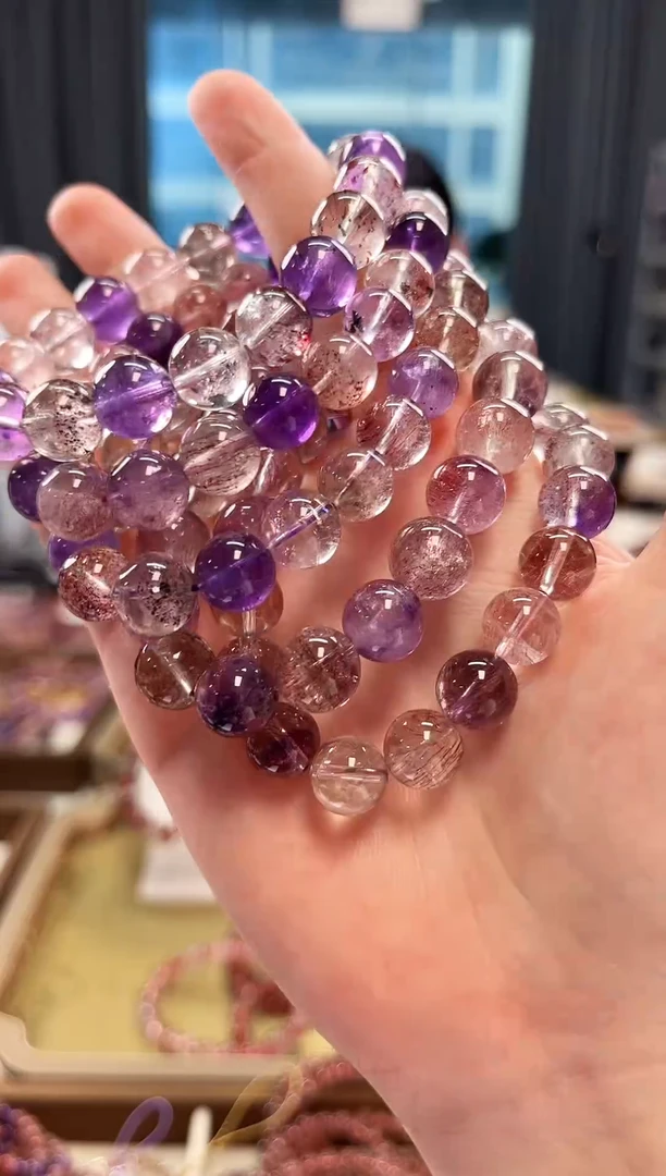 未镶嵌手串水晶黑加仑超七单圈手串10mm【多样性发一】