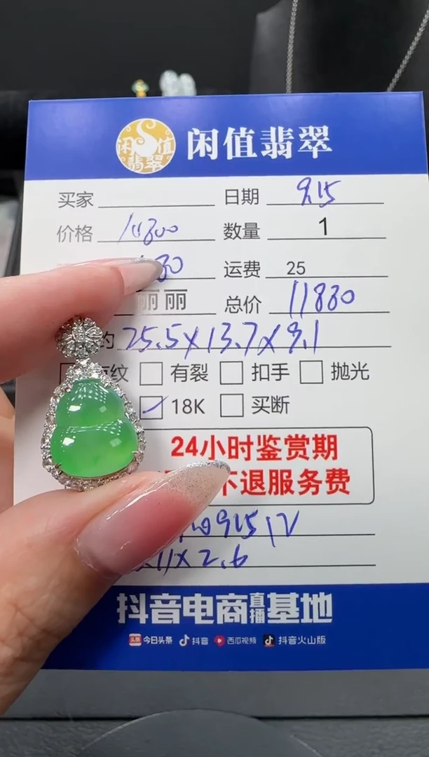 吊坠(不含链)18K金镶嵌翡翠翡翠吊坠