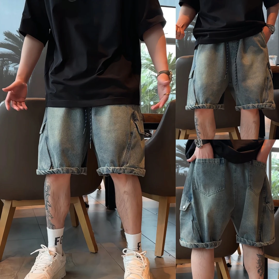 男士夏季新款潮流爆款休闲时尚美式高街穿搭复古百搭水洗牛仔短裤