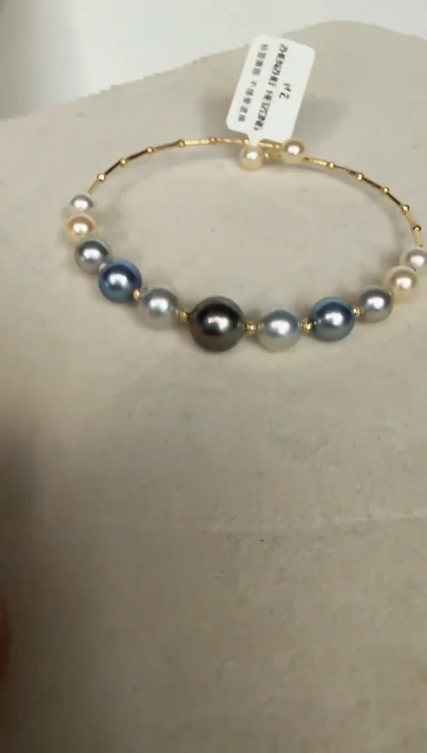 18K金镶嵌手镯海水珍珠手镯