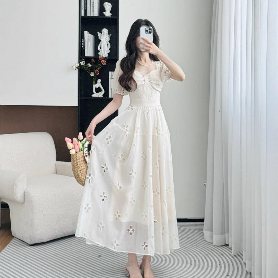 拉夏贝尔25年夏季新款法式名媛修身显瘦气质百搭连衣裙 10494 TCJ