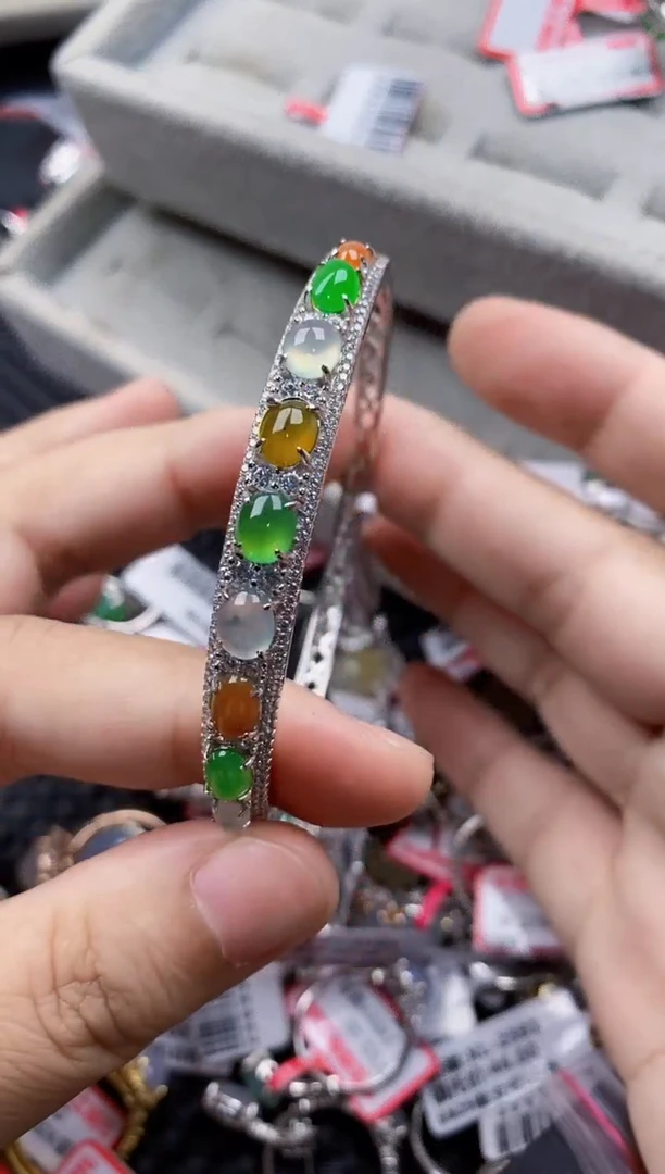 翡翠戒指银S925镶嵌66666    11