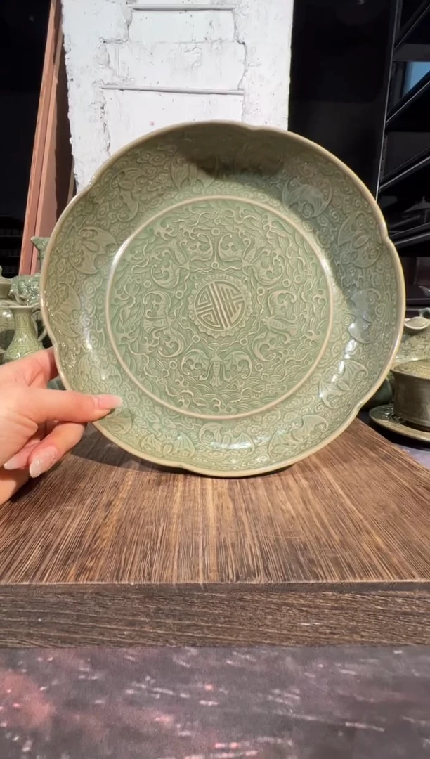 微瑕耀州窑百福盘