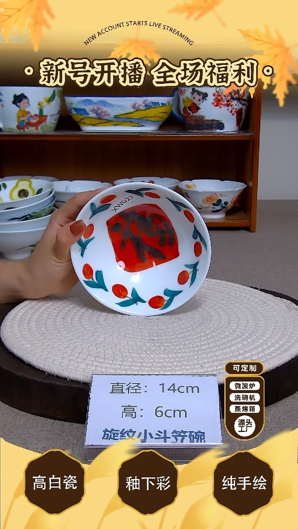 碗景德镇手绘釉下彩陶瓷