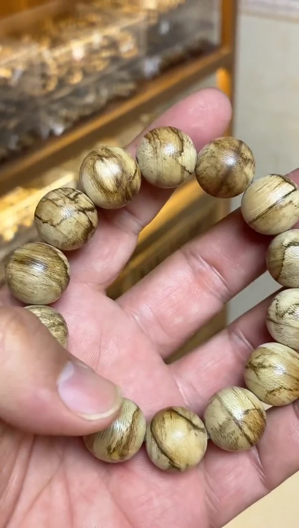 沉香手串 达拉干圆珠单圈虎皮纹1.5多样性发其一