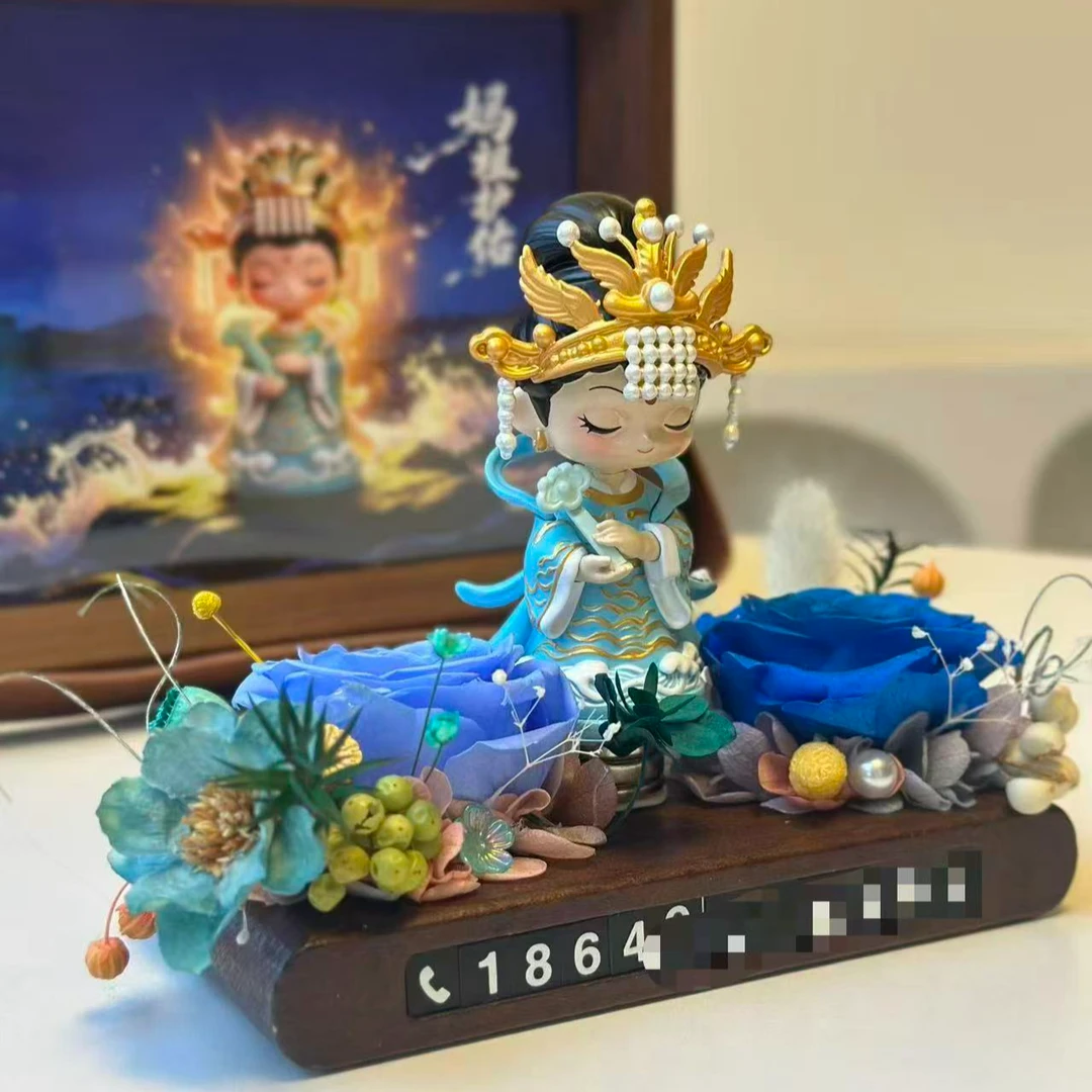 湄洲岛Q版妈祖永生花实木停车牌