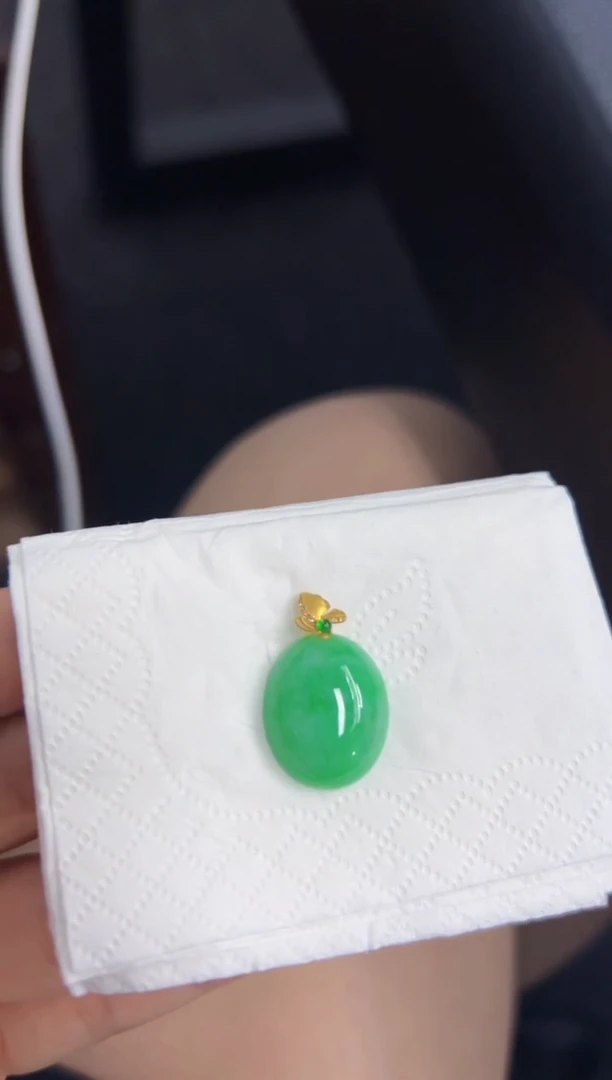 【闪购商品】翡翠颈饰18K金镶嵌Q缅料A货翡翠/支持复检/一件