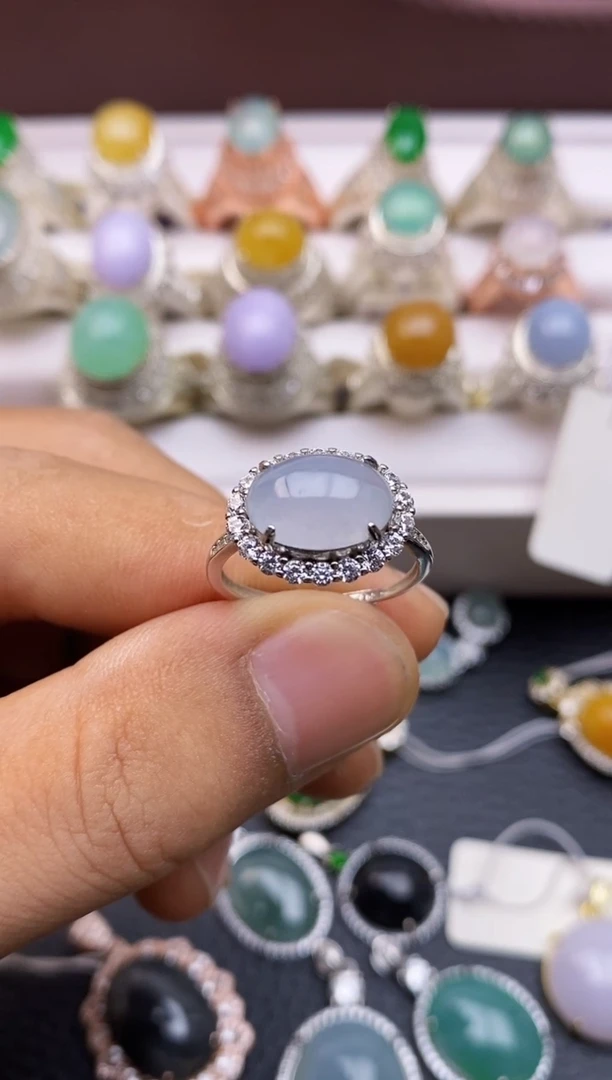 翡翠戒指银S925镶嵌2230