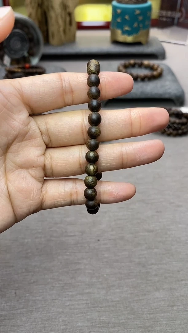 【闪购商品】沉香手串芽庄白棋老料沉水06 素圈