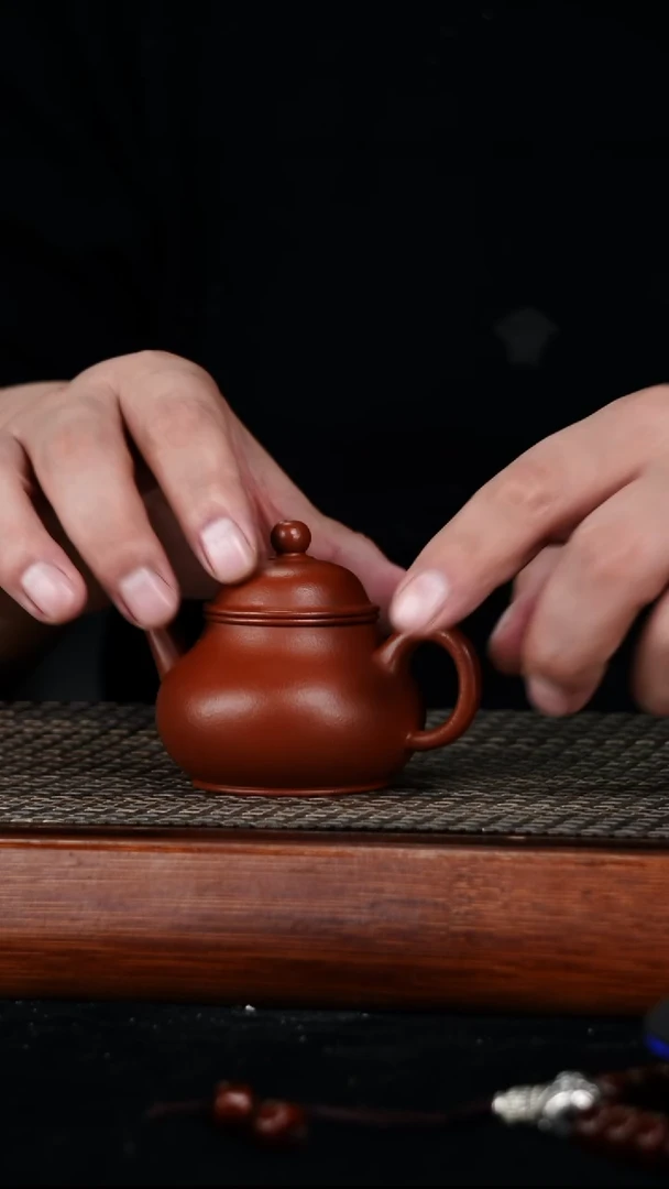 茶壶紫砂原矿朱泥芭乐水平壶120cc