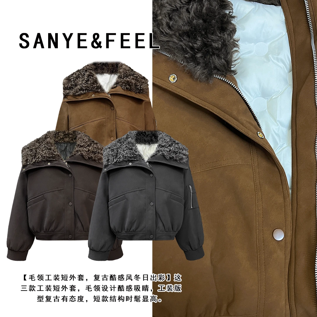 sanye&feel/妍三也【韩版减龄】加厚防风防水轻熟风保暖棉服54283YX