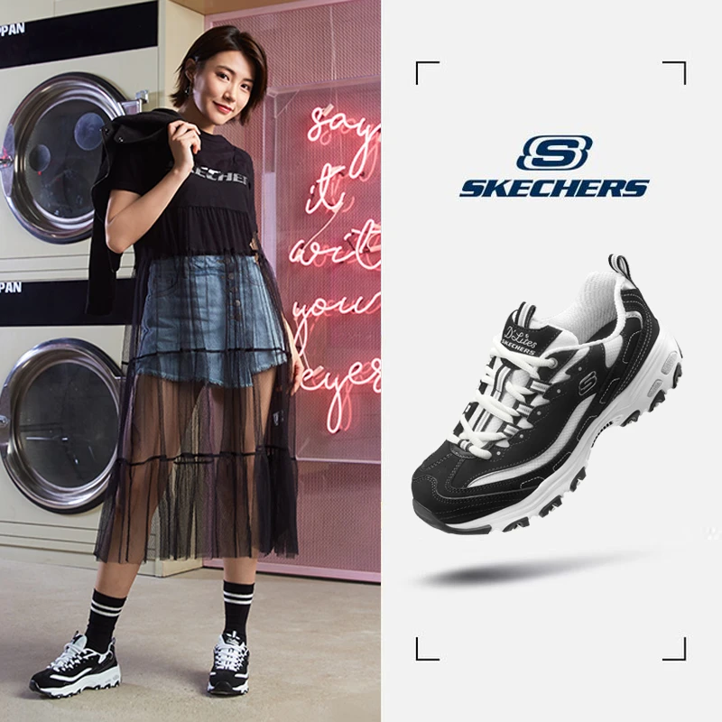 【经典一代】斯凯奇秋冬女鞋显腿长厚底增高经典熊猫鞋运动老爹鞋