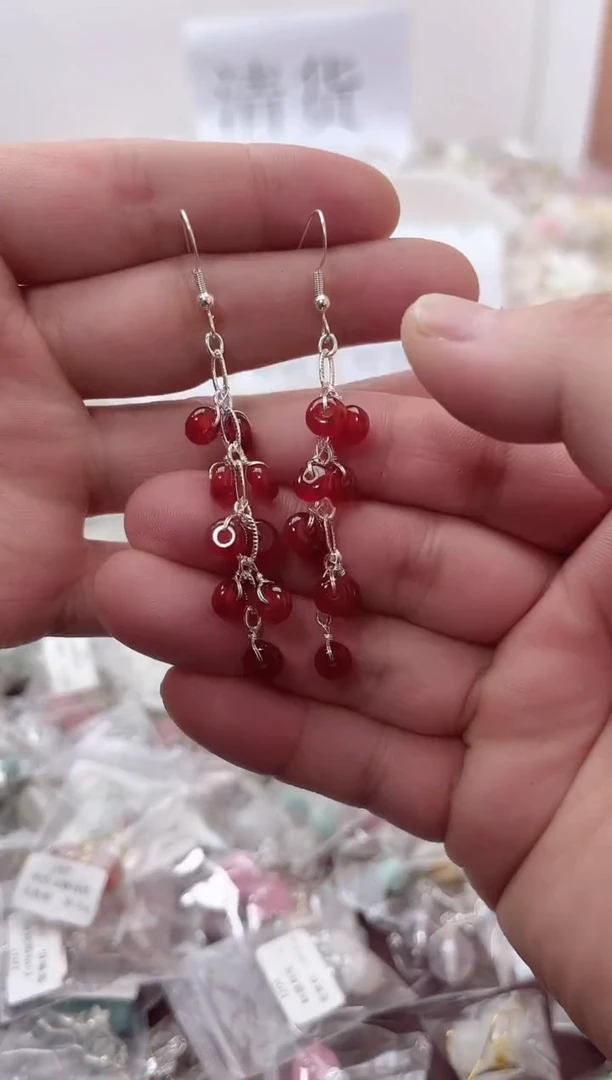 银S925镶嵌耳坠玛瑙/玉髓h701