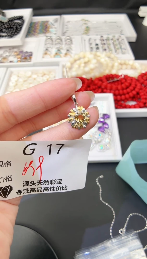 吊坠(不含链)银S925镶嵌水晶多样性发一G17