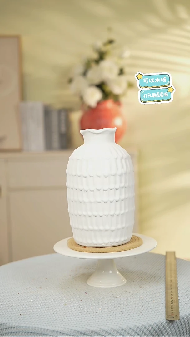 磨砂景德镇高端陶瓷花瓶家居水培插花瓶