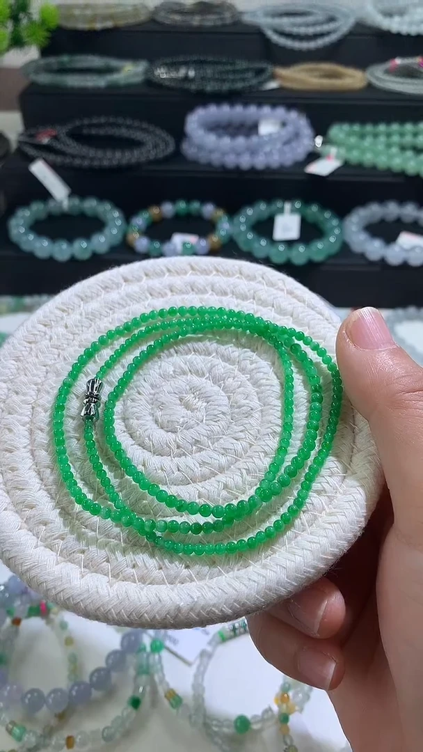 项链未镶嵌翡翠冰绿小米项链