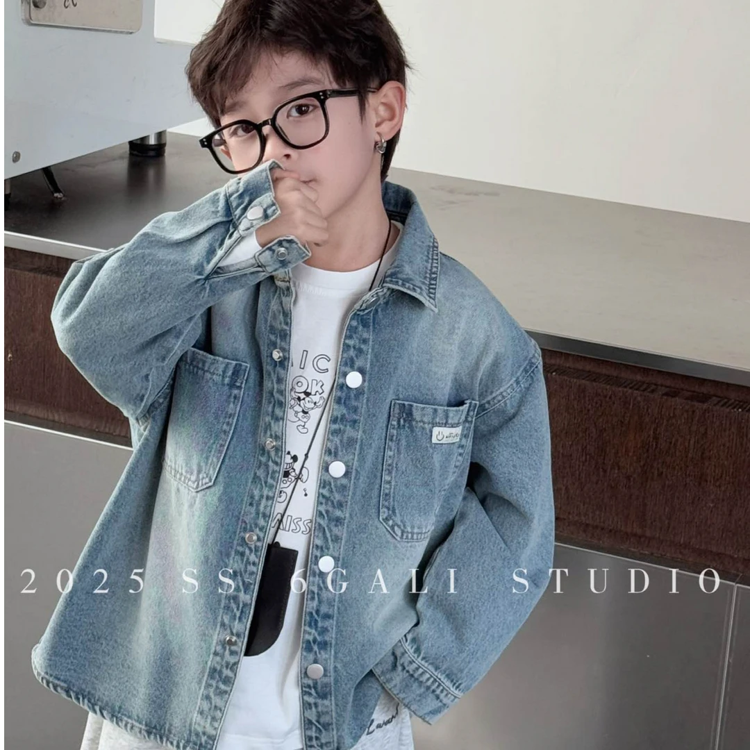 2025新款童装春秋时尚休闲韩版中大童牛仔外套-牛仔衣2031洋气